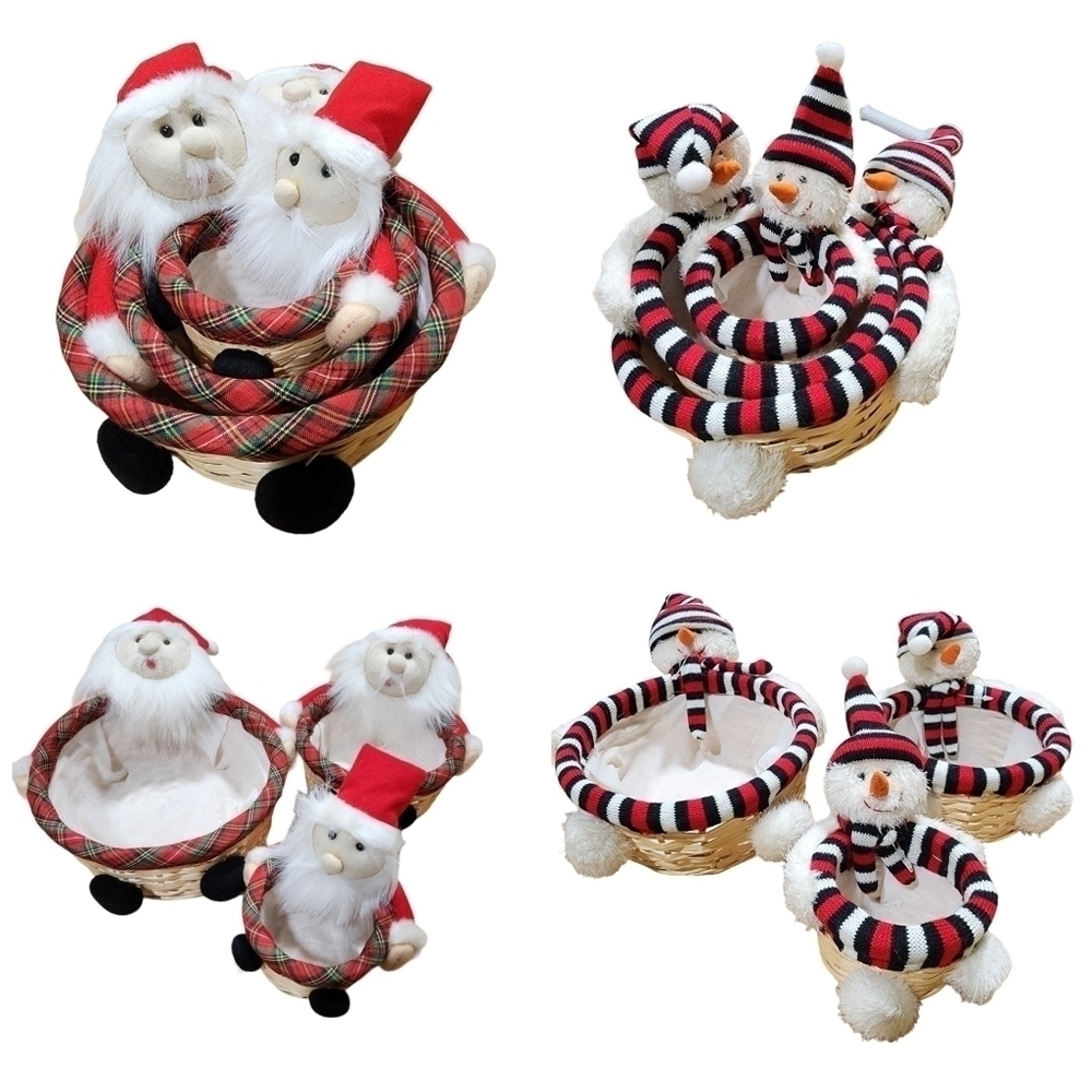 2 sets Nesting baskets Santa & Frosty Snowman Holiday Christmas party home decor